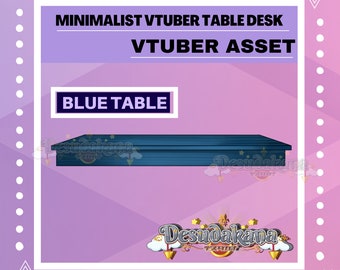 Vtuber Blue Table Desk Asset | Minimalist Simple Blue Table, Desk|Live2D, Props, Accessory, Twitch, youtube,