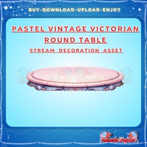 Pastel Vintage Victorian Round Table Desk Vtuber Asset | Stream Decoration Table, Desk |Live2D, Props, Youtube, Twitch