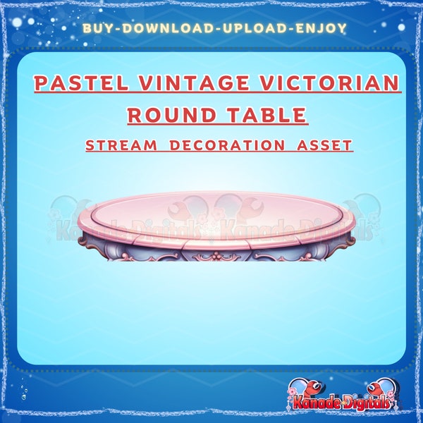 Pastell Vintage Viktorianischer Runder Tisch Schreibtisch Vtuber Anlage | Stream Deko Tisch, Schreibtisch |Live2D, Props, Youtube, Twitch