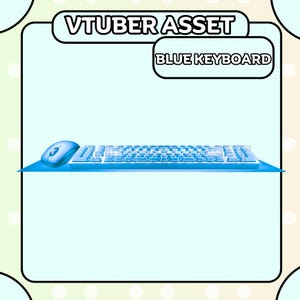 Vtuber Asset Keyboard Simple Minimalist Color | Blue | Keyboard, mouse, pad, all attached together |Live2D, Props, Accessory, Twitch,