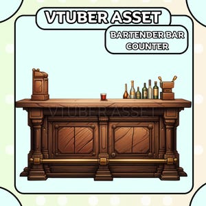 Bartender Bar Counter Table Vtuber Asset | Cocktail, Mixer, Recipes, Stream Decoration Table, Desk |Live2D, Props, Youtube, Twitch