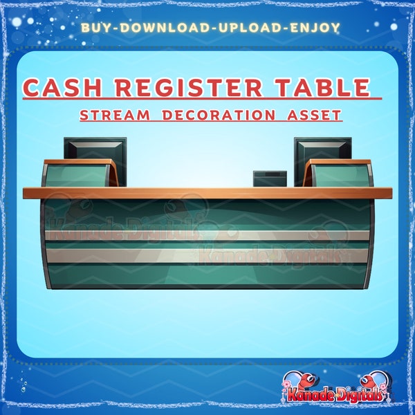 Cash Register Counter Table Desk Vtuber Asset | Cashier, Restaurant Manager, Stream Decoration Table, Desk |Live2D, Props, Youtube, Twitch