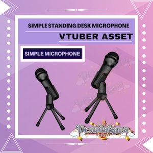 Vtuber Microphone Asset | Simple Black Standing Table Microphone |Live2D, Props, Accessory, Twitch, youtube,