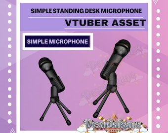 Activo de micrófono Vtuber/Micrófono de mesa de pie negro simple/Live2D, Props, Accesorio, Twitch, youtube,