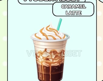 Delicious caramel latte drink Vtuber Asset | Live2D, Props, Accessory, Twitch, youtube,
