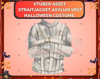 Vtuber Halloween straitjacket | Asylum Costume with free glass of milk |Live2D, Props, Accessory, Twitch, Youtube,