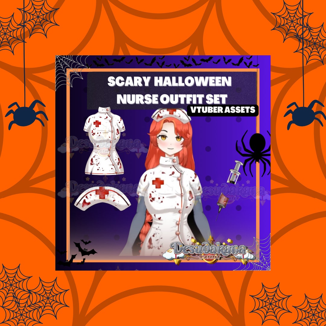 Vtuber Halloween Scary Nurse Outfit Set 1 Scary Serynge 1 Etsy