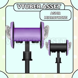 Vtuber Purple ASMR Microphones Asset | 1 full purple | 1 half purple half black ASMR Microphone |Live2D, Props, Accessory, Twitch, youtube,