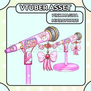 Vtuber Microphone Asset |  Pink Cute Kawaii Magica Microphone |Live2D, Props, Accessory, Twitch, youtube,