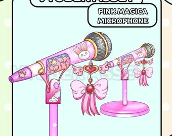 Activo de micrófono Vtuber / Micrófono mágico Kawaii lindo rosa / Live2D, accesorios, accesorios, Twitch, youtube,