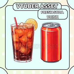 Fresh Soda Glass and Soda Can Drink Vtuber Asset | Soda Pop Bubbly | Live2D, Props, Accessory, Twitch, youtube,