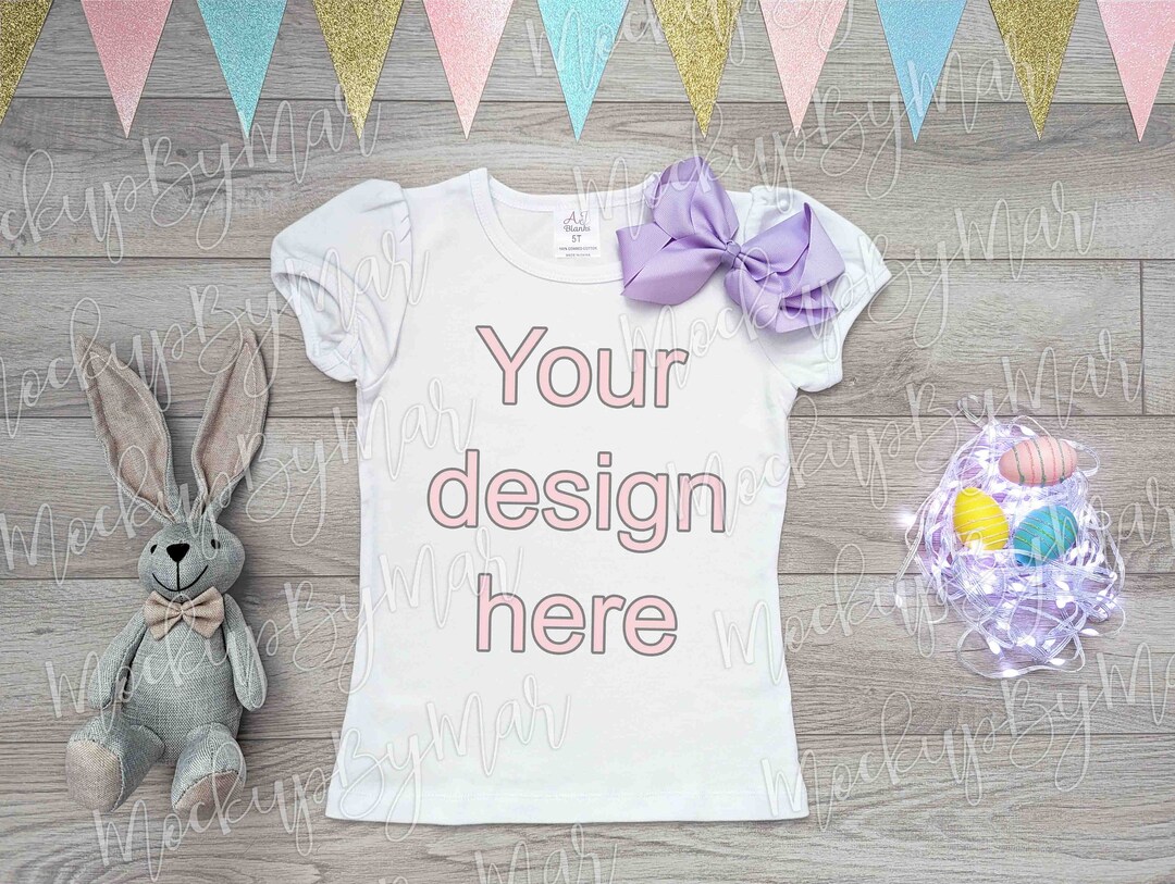 Mockup AJ Blanks Girls Puff Sleeves Easter Mockup Easter Etsy Australia