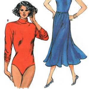 Kwik-Sew 1595 Knit Body Suit & Full Flared Skirt, Sealed, Uncut Pattern XS-S-M-L - Dancewear or Easy Wear Outfit - By Kerstin Martensson