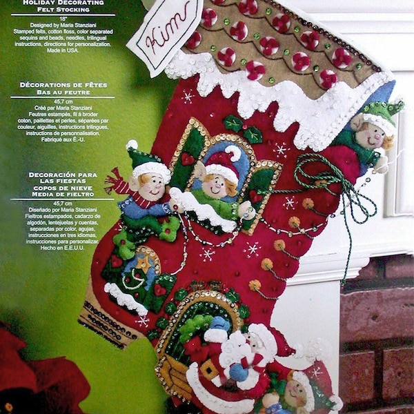 Bucilla Weihnachtsstrumpf Stickkit - 45cm Filz-Applikation Mit Dorf-Motiv
