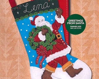 Bucilla "Greetings From Santa" Felt Applique Stocking Kit 86881 - 18"