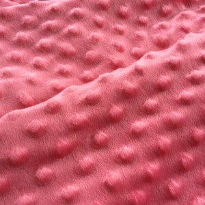 1 1/4 Yd Rose Pink Soft Stretch Velour Fabric - Super Cuddly, “Bubbled” - Make a Baby Blanket, Pillow, Something Cozy, 62” Wd