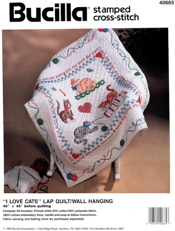 Cross Stitch KIT - Happy mini Cat. Happy Lovely Cheerful Cats