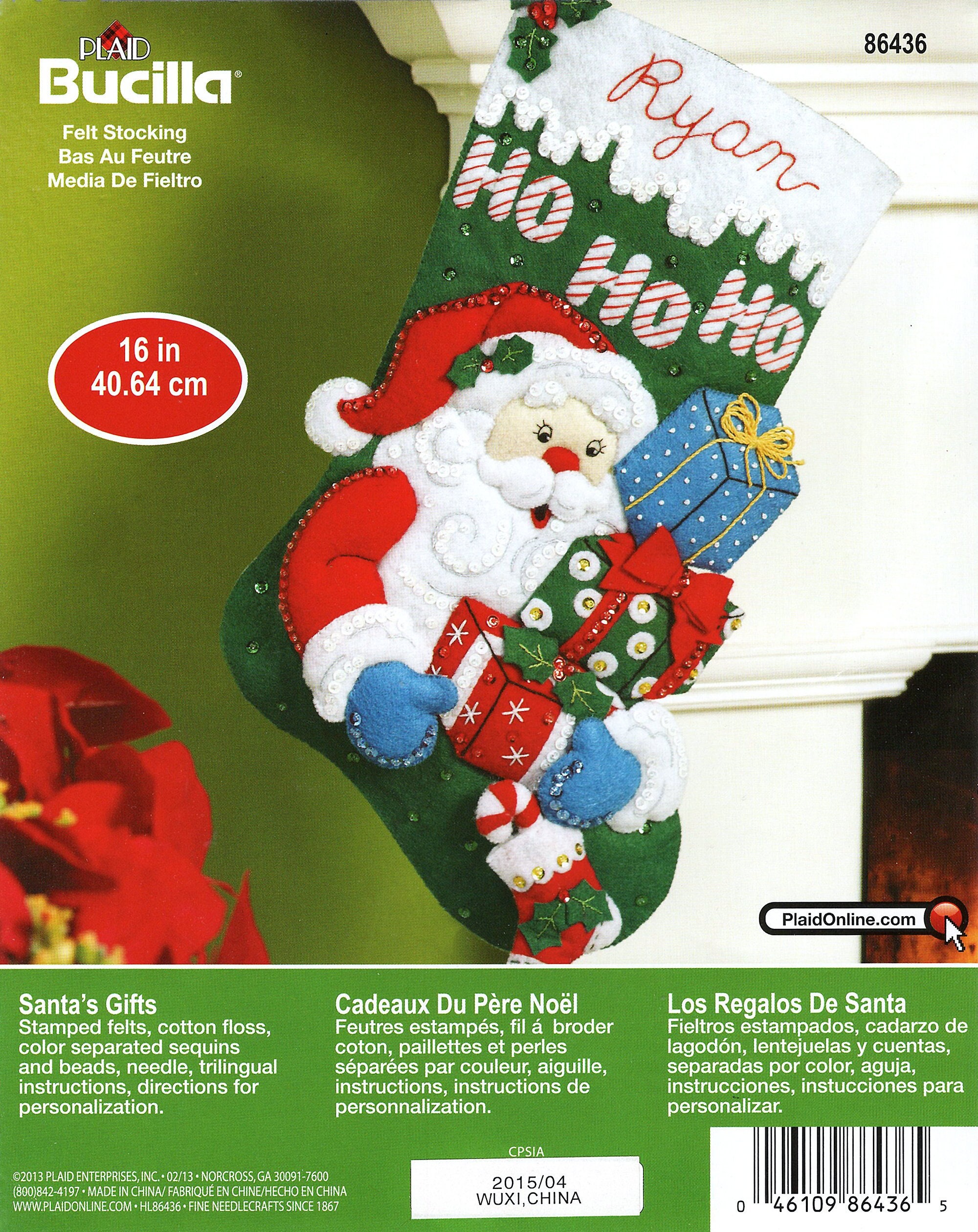 Dimensions Christmas Stocking Kit Sequin & Felt Santa Teddy New sealed  package
