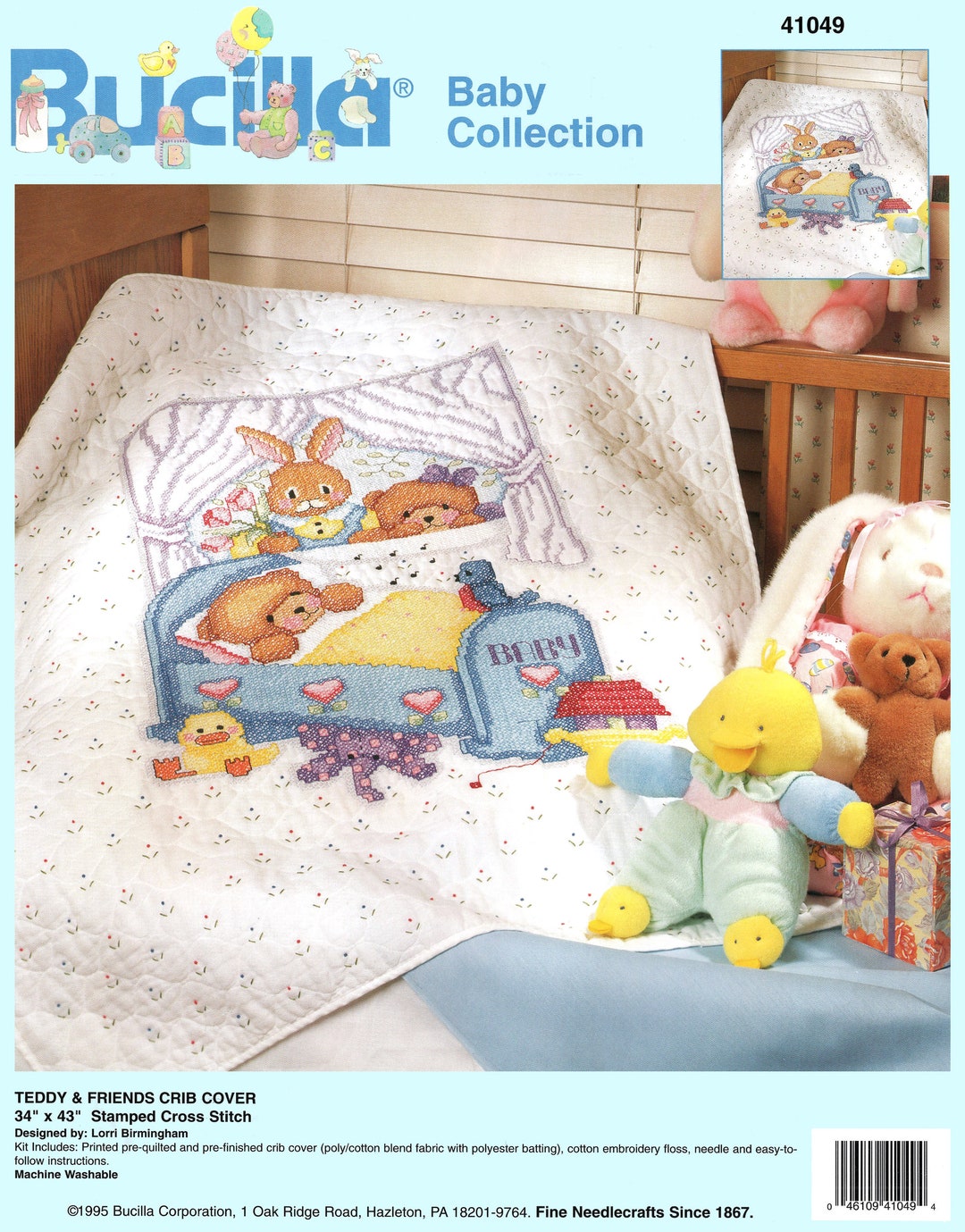 Bucilla teddy Friends Stamped Cross Stitch Crib Cover Kit 41049 34 X 43 Pre quilted Just Embroider and Give to the New Baby Etsy