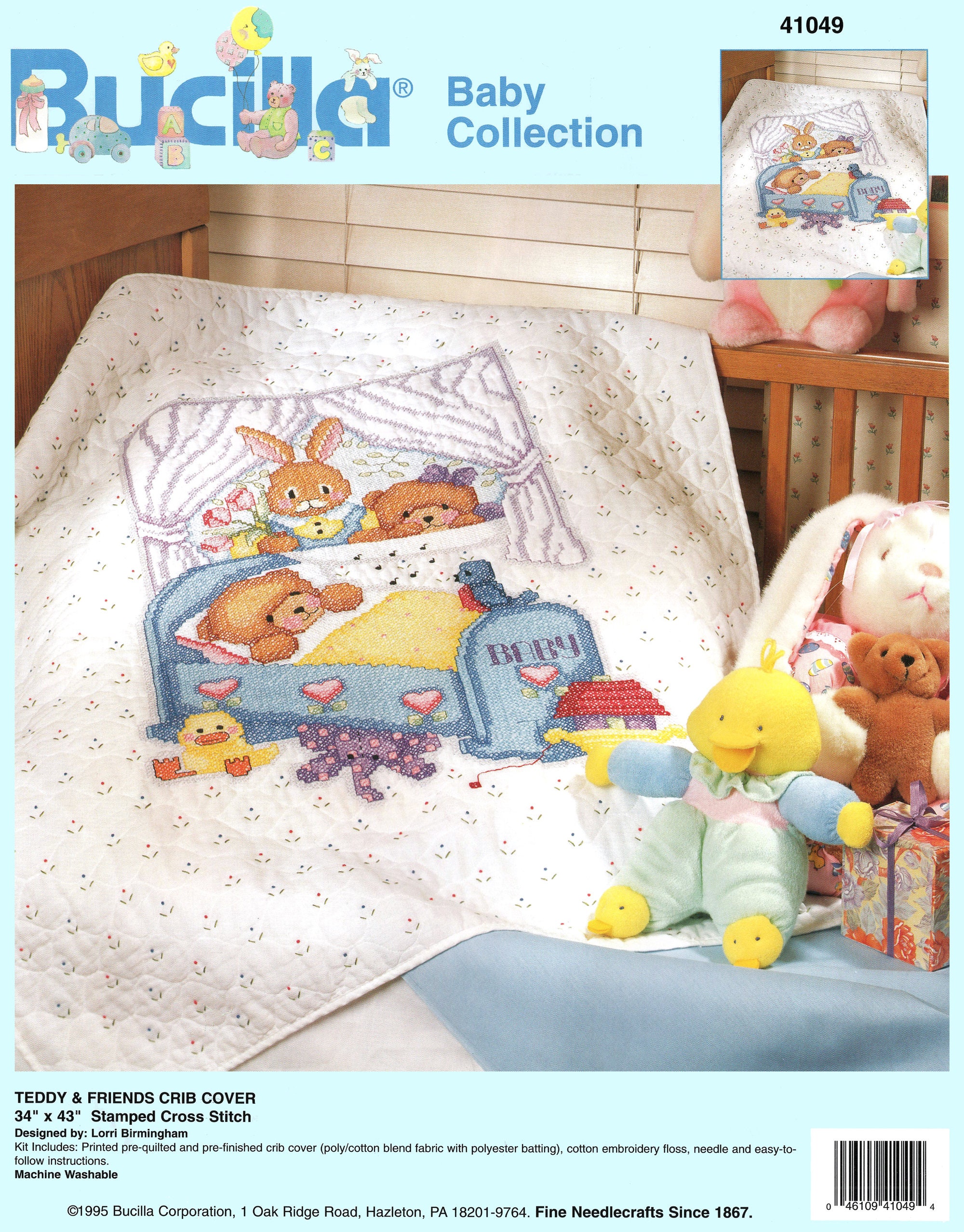 Giraffe and Friends Crib Quilt Top Stamped Cross Stitch Kit