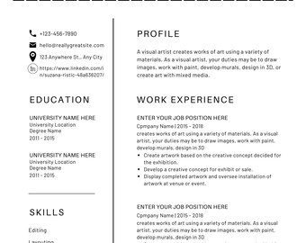 ATS Resume Template Word, Pages, Google Docs, Minimalist ATS CV Template, Modern Executive Resume, Professional Resume, Basic Simple Resume