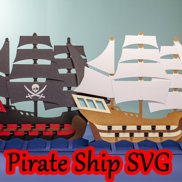 Bateau pirate, SVG 3D, Maquette bateau, Voilier, Modèle 3D