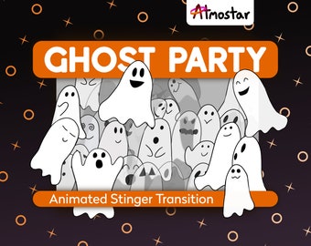 Ghost Stinger Transition - Halloween Übergang mit einer animierten Party von niedlichen und gruseligen Geistern