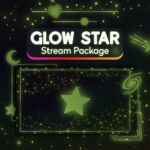 Paquete de transmisión Glow Star: superposiciones animadas, alertas, bordes y pantallas de título (webm y png)