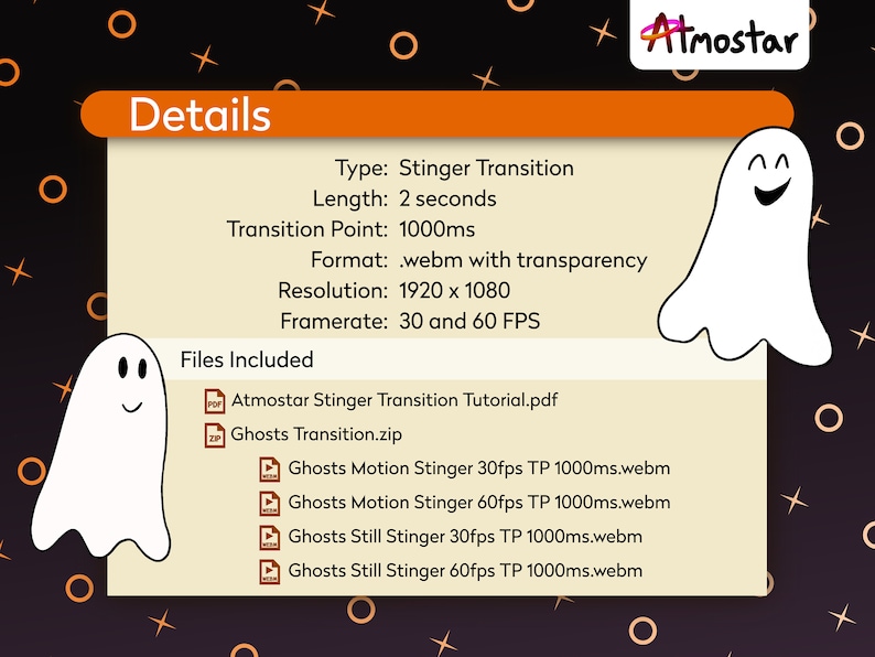 Ghost Stinger Transition Halloween Transition with an Animated Party of Cute and Spooky Ghosts image 3