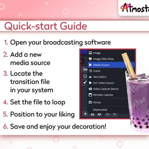 Boba Tea Cup Stream Overlay 7 Cute Bubble Tea Video Assets with Subtle Animation for Vtuber Prop or Webcam Decoration image 8