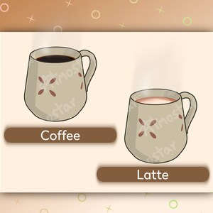 Animated Coffee Cup Stream Overlay 6 Cozy Hot Drink Video Assets with Cute Animated Steam for Vtuber Prop or Webcam Decoration image 4