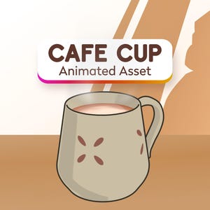 Superposición animada de taza de café para transmisión: Recurso de bebida caliente de cafetería para vtuber (webm y png)