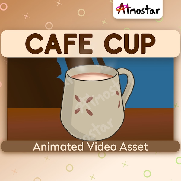 Animated Coffee Cup Stream Overlay - 6 Cozy Hot Drink Video Assets with Cute Animated Steam for Vtuber Prop or Webcam Decoration