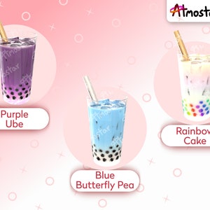 Boba Tea Cup Stream Overlay 7 Cute Bubble Tea Video Assets with Subtle Animation for Vtuber Prop or Webcam Decoration image 5