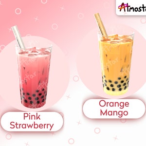 Boba Tea Cup Stream Overlay 7 Cute Bubble Tea Video Assets with Subtle Animation for Vtuber Prop or Webcam Decoration image 6