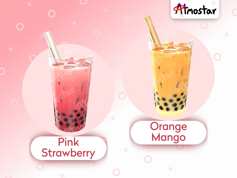 Boba Tea Cup Stream Overlay 7 Cute Bubble Tea Video Assets with Subtle Animation for Vtuber Prop or Webcam Decoration image 6