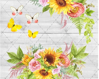 Sunflowers and Roses Waterslide Sheet