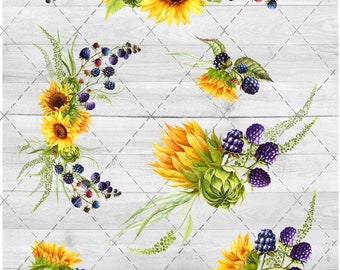 Sunflowers and Berries 2 Waterslide Sheet