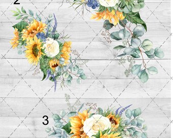 Sunflowers and Eucalyptus 2 Waterslide Sheet