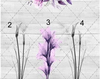 Purple Xray Floral Waterslide Sheet