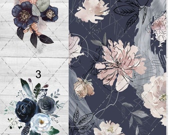 Navy Floral Waterslide Sheet