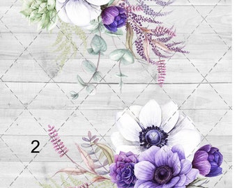 Violet Dusty Floral 2 Waterslide Sheet