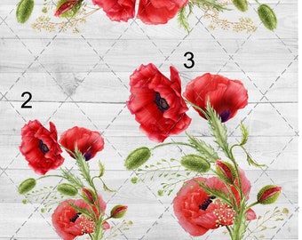 Red Poppy 2 Floral Waterslide Sheet