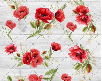 Red Poppy Floral Waterslide Sheet