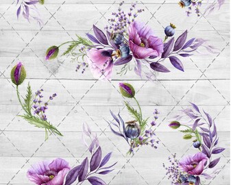 Violet Poppy Floral Waterslide Sheet