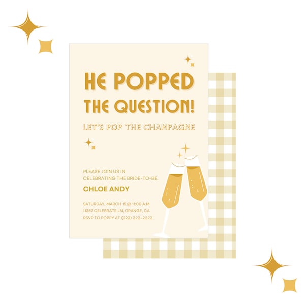 Printable He Popped the Question Invite | Hand-Drawn Design | Bridal Shower Invitation