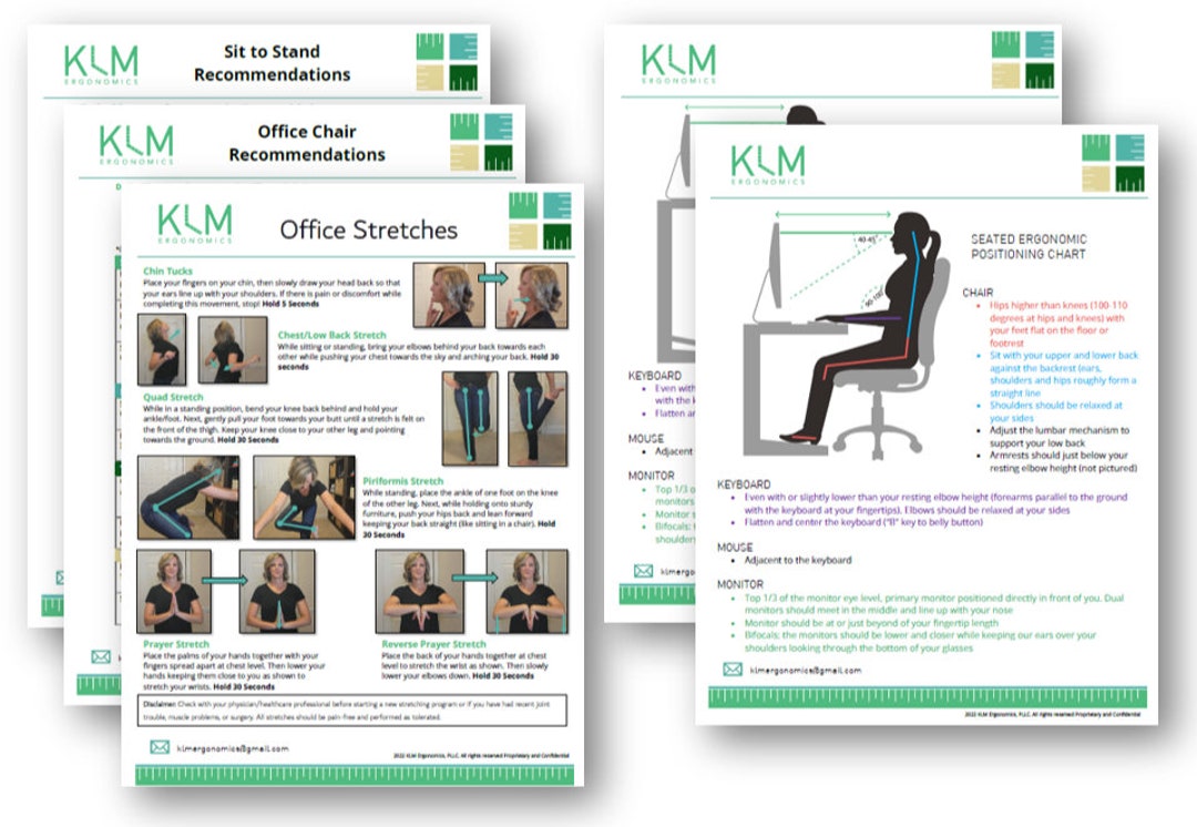 5 Office Ergonomics Handouts Setting up Your Sitting/standing Etsy