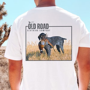 GSP Holding Pheasant T-Shirt | Pheasant Hunting German Shorthaired Pointer | GSP T Shirt | Bird Dog Shirt | Hunting Gift