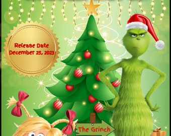 Grinch Inspired Gender Reveal Welcome Sign Baby Shower Invite Chip Bag Editable Text Template Holiday theme