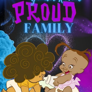 Proud Family Gender Reveal BeBe Cece Purple and Blue Baby Welcome Sign  Digital Download  20"X30"